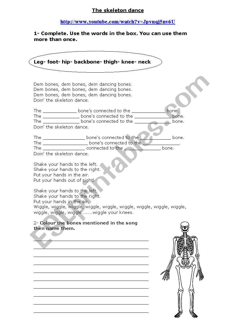 The skeleton dance worksheet