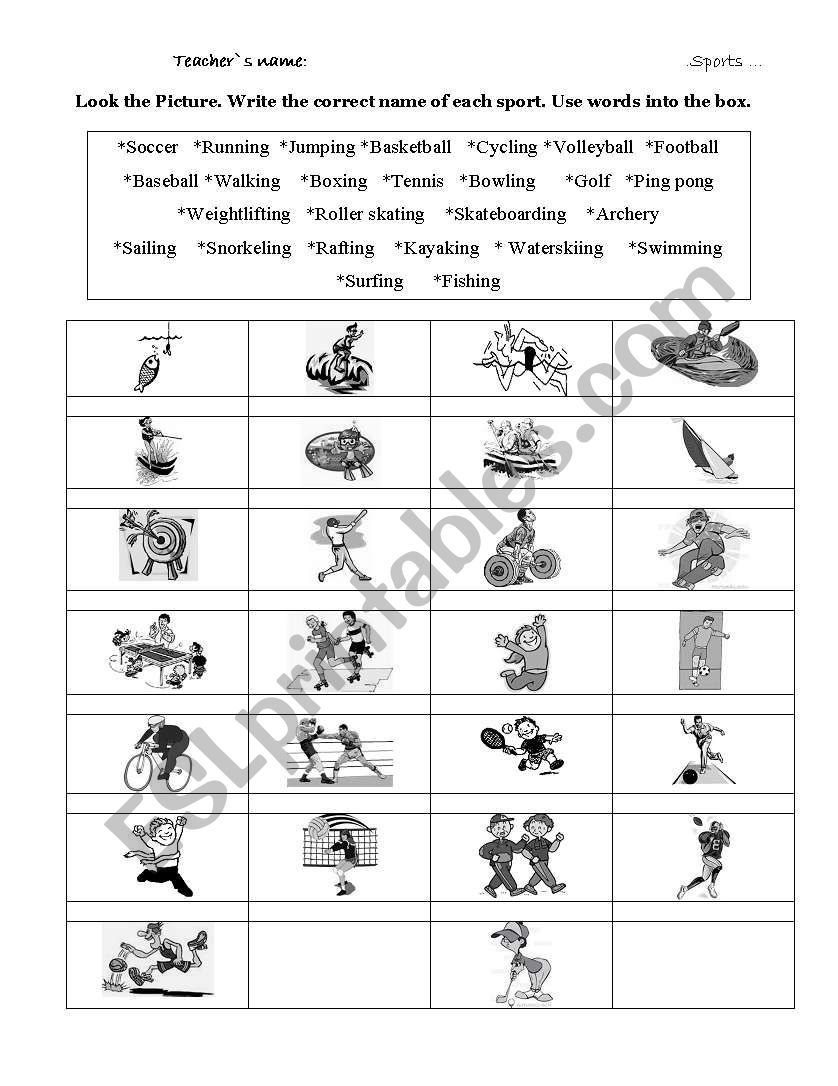 SPORTS worksheet