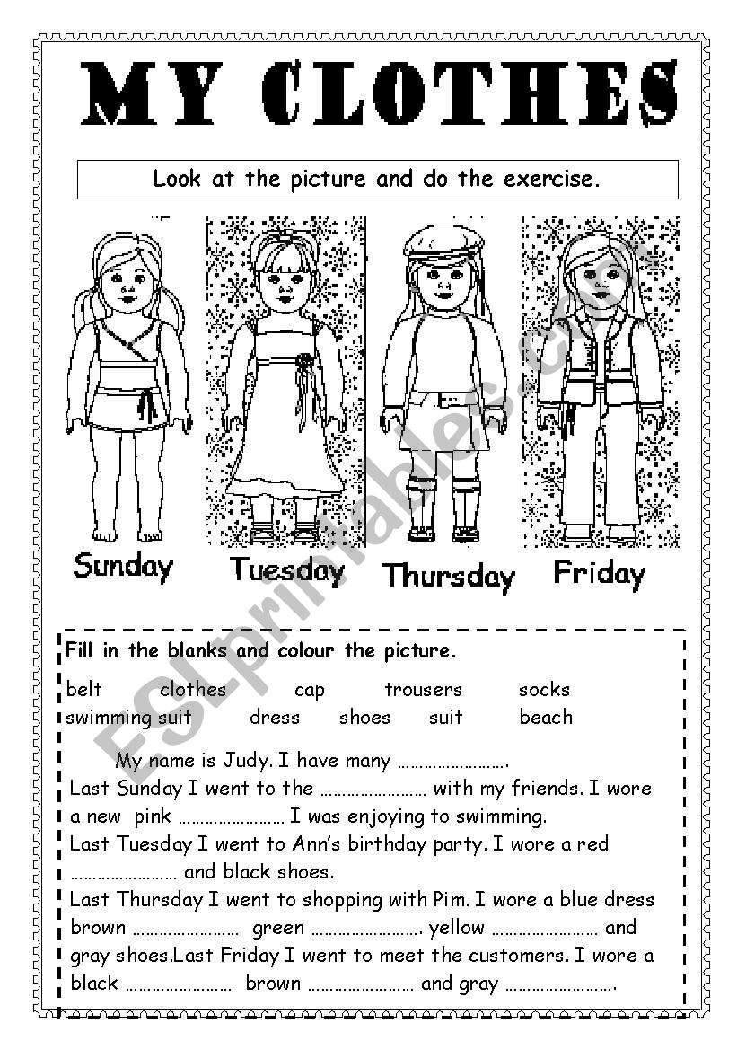 My clothes worksheet