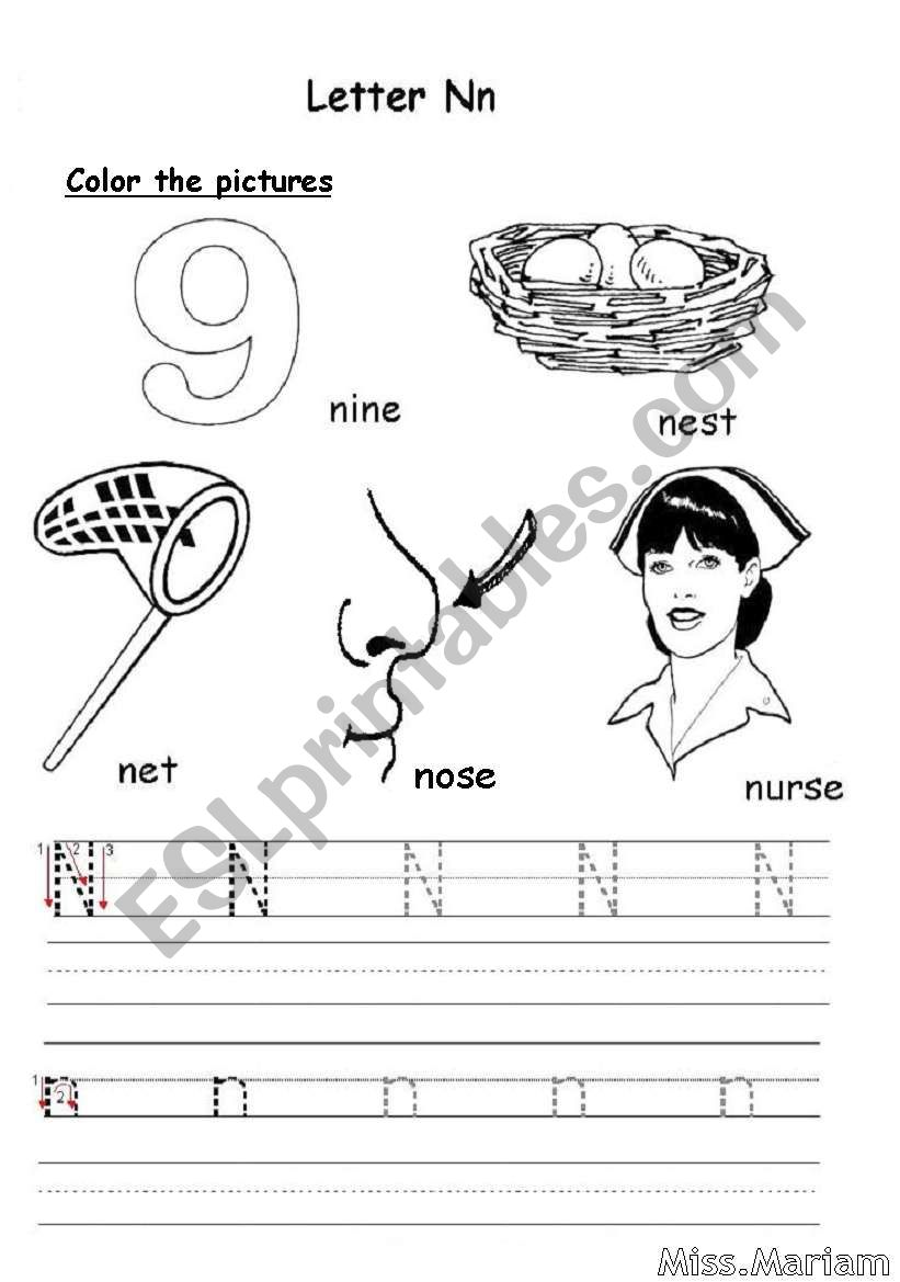 Letter Nn worksheet