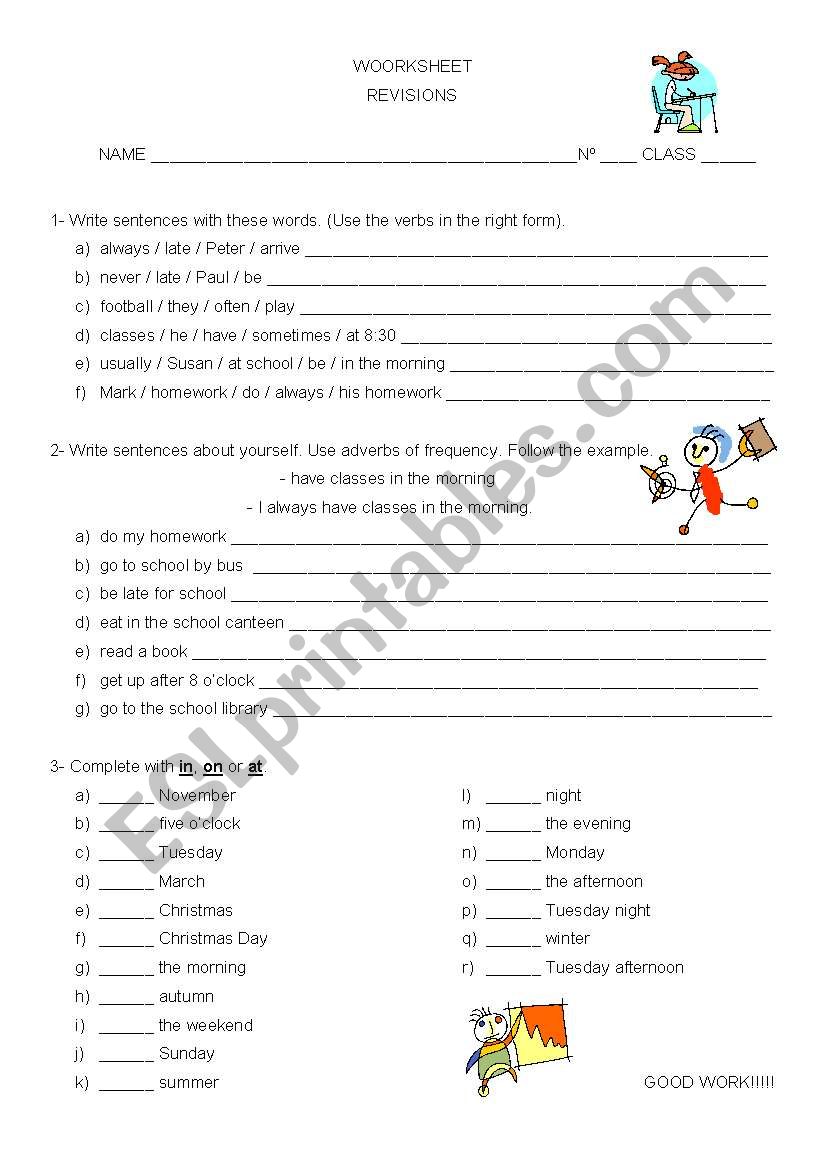 Worksheet - Revisions worksheet