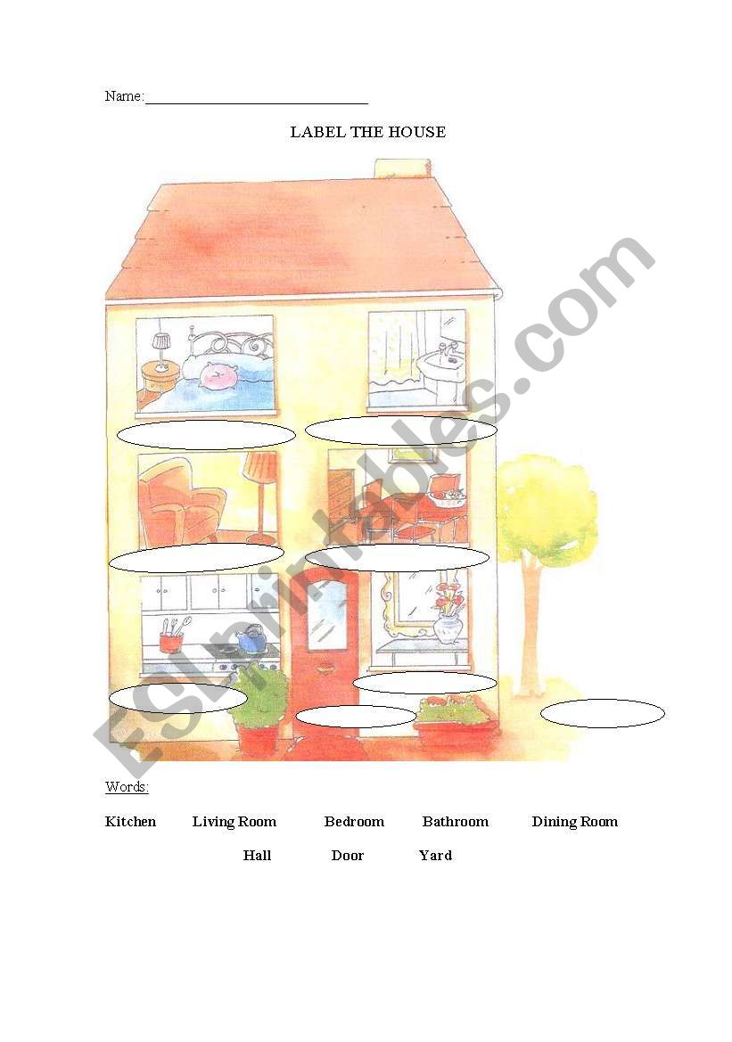 Rooms in a House worksheet