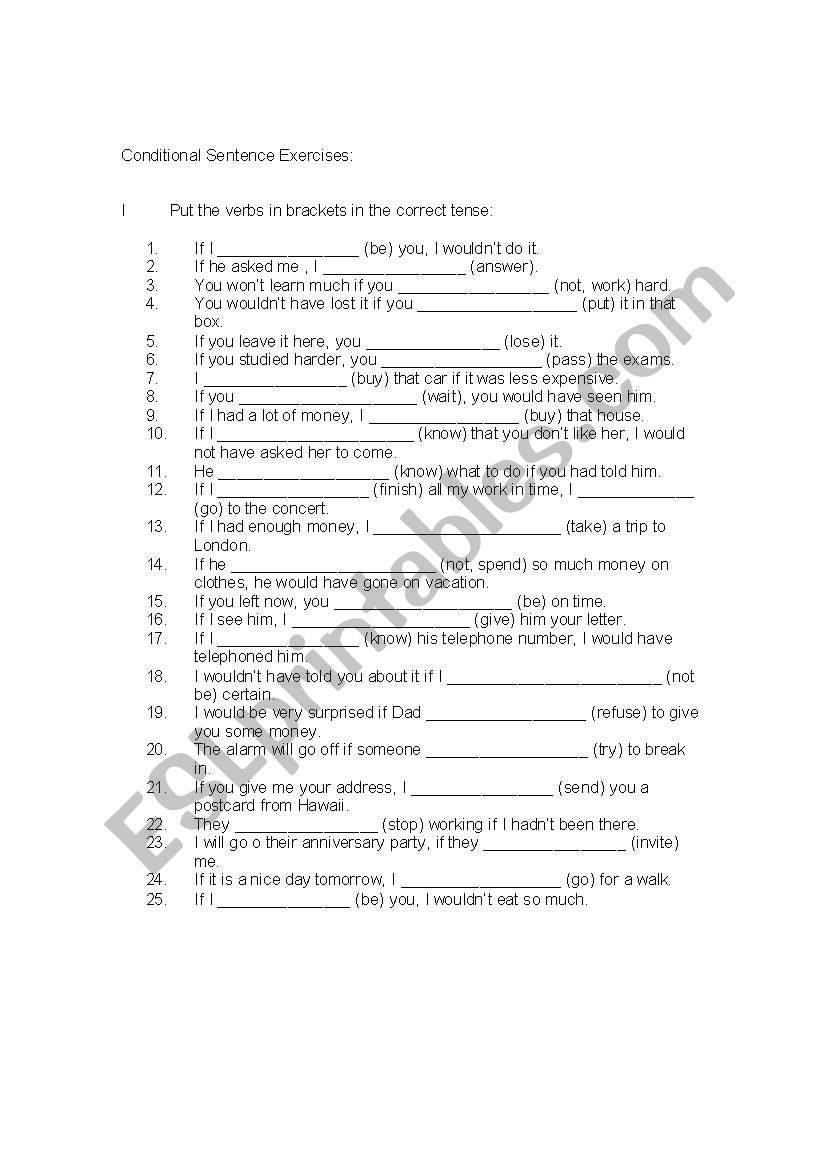 conditional sentence exercises