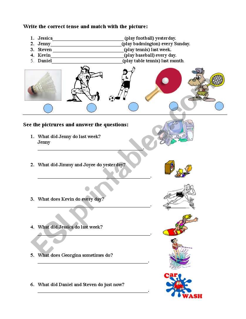 Past Simple&Present Simple (Regular Verbs) -exercises