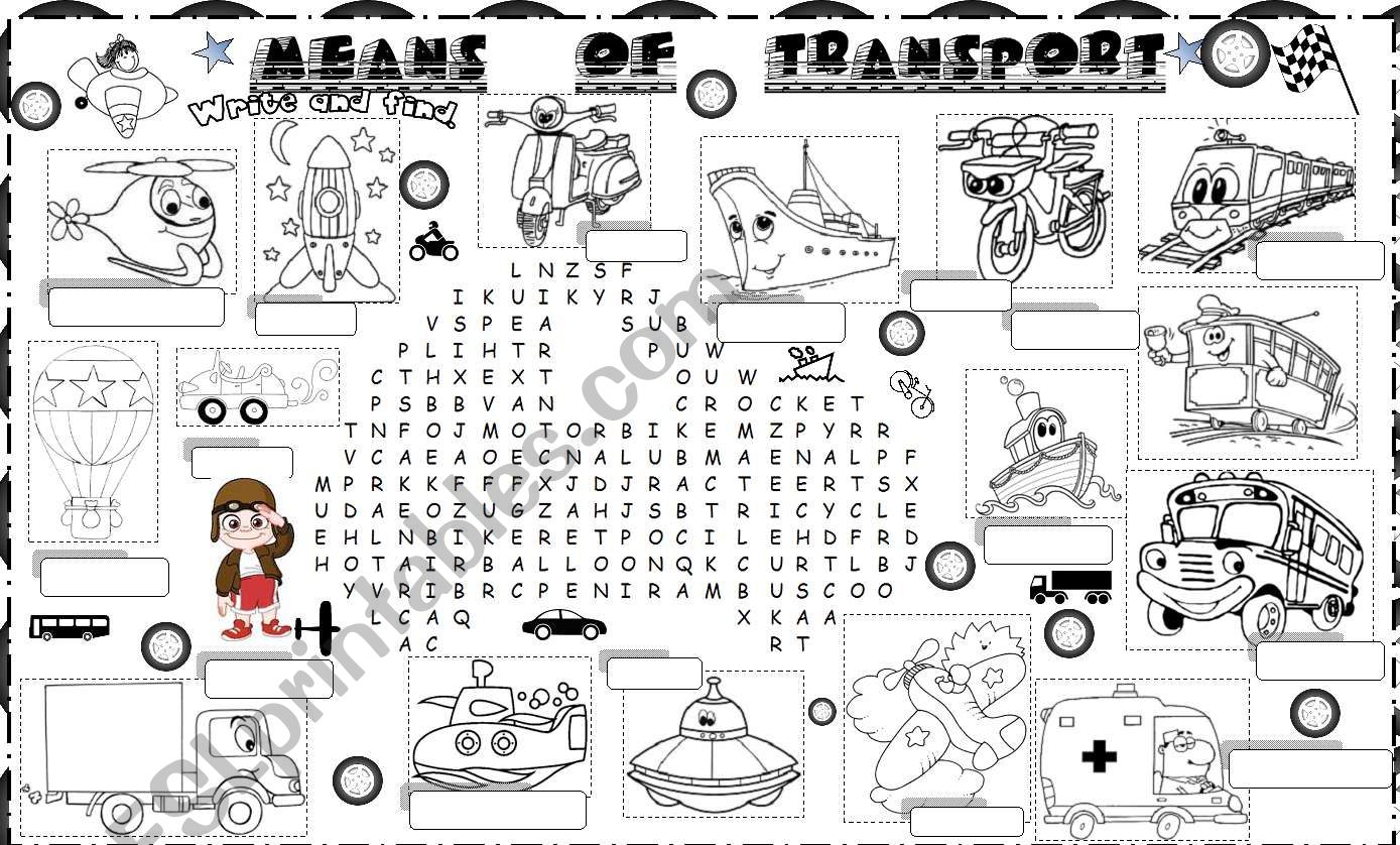 means of transport worksheet