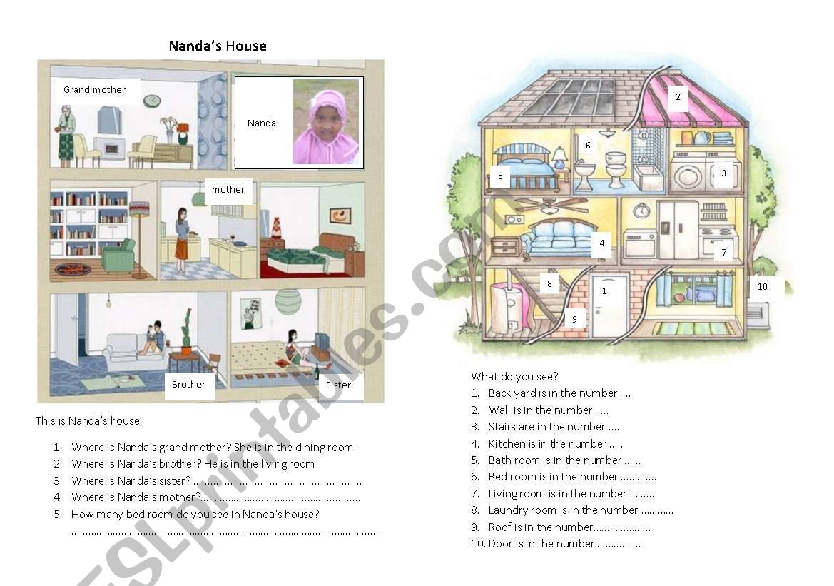 Room in the house worksheet