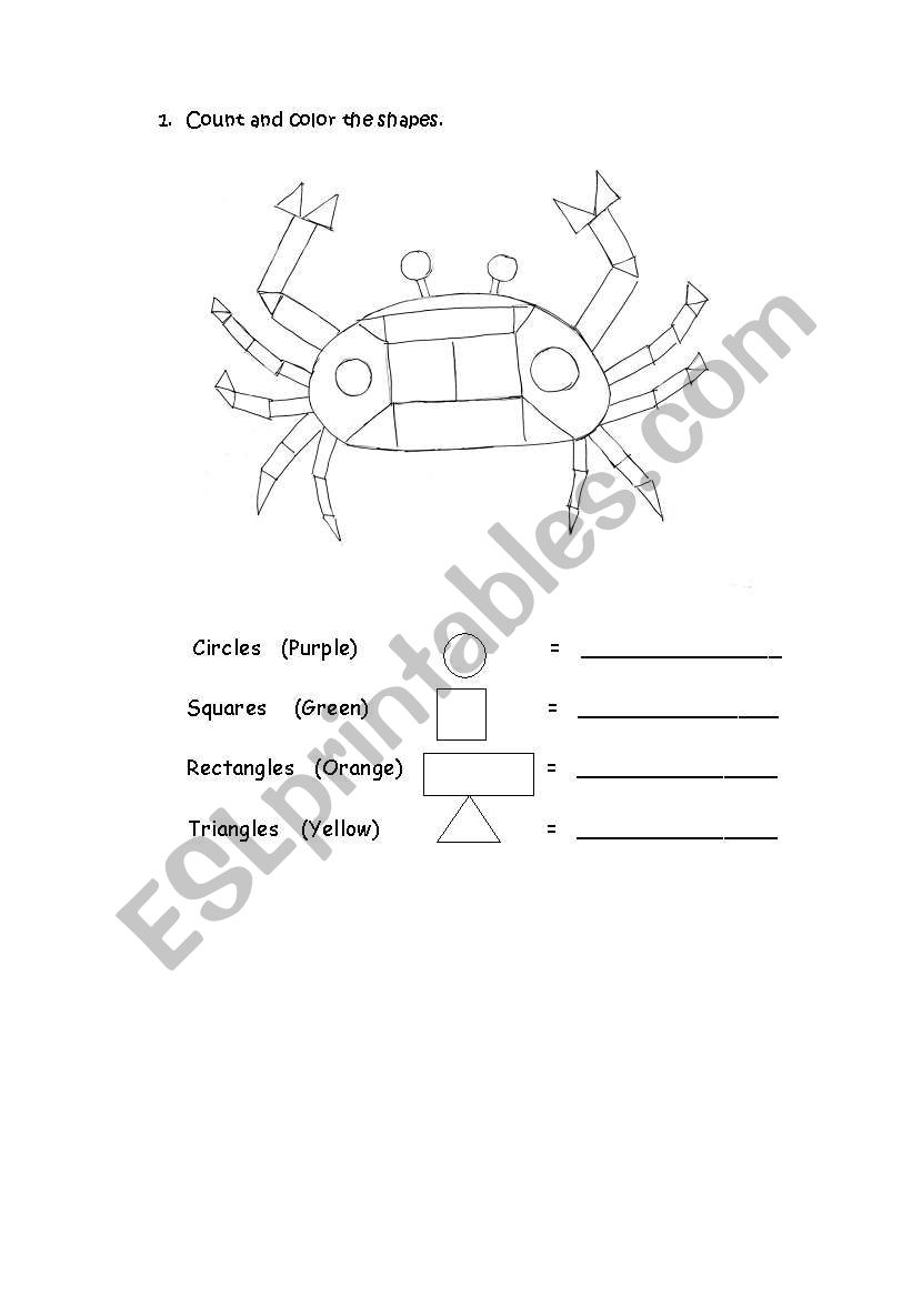 crab shapes worksheet