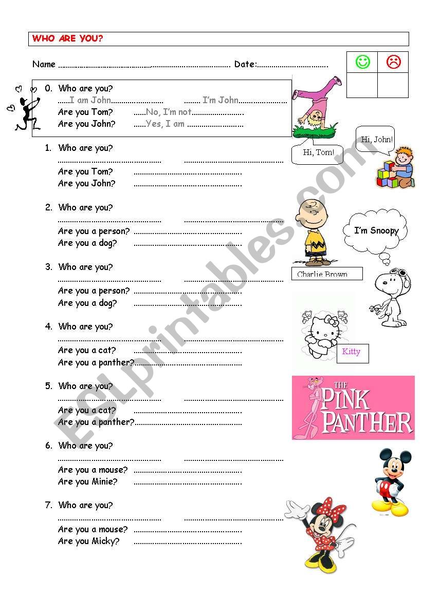 Who are you? worksheet