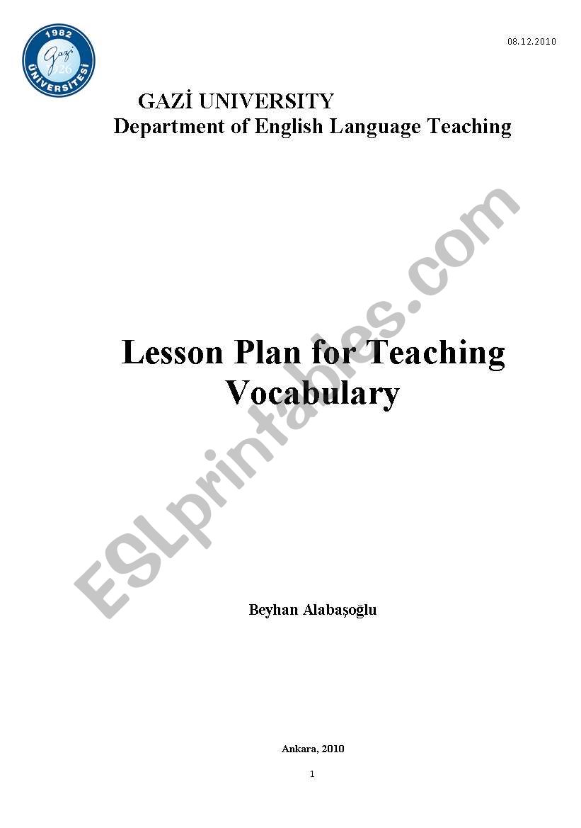 Teaching Vocabulary worksheet