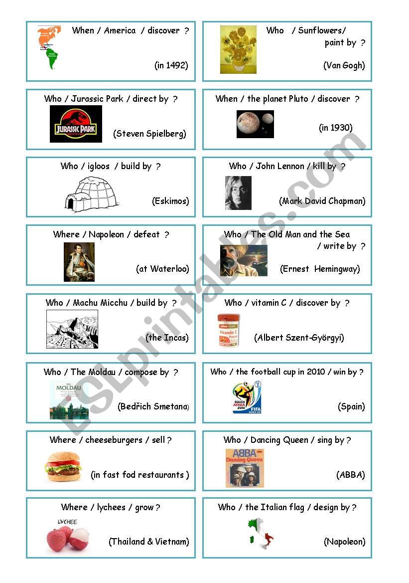 Passive Questions worksheet