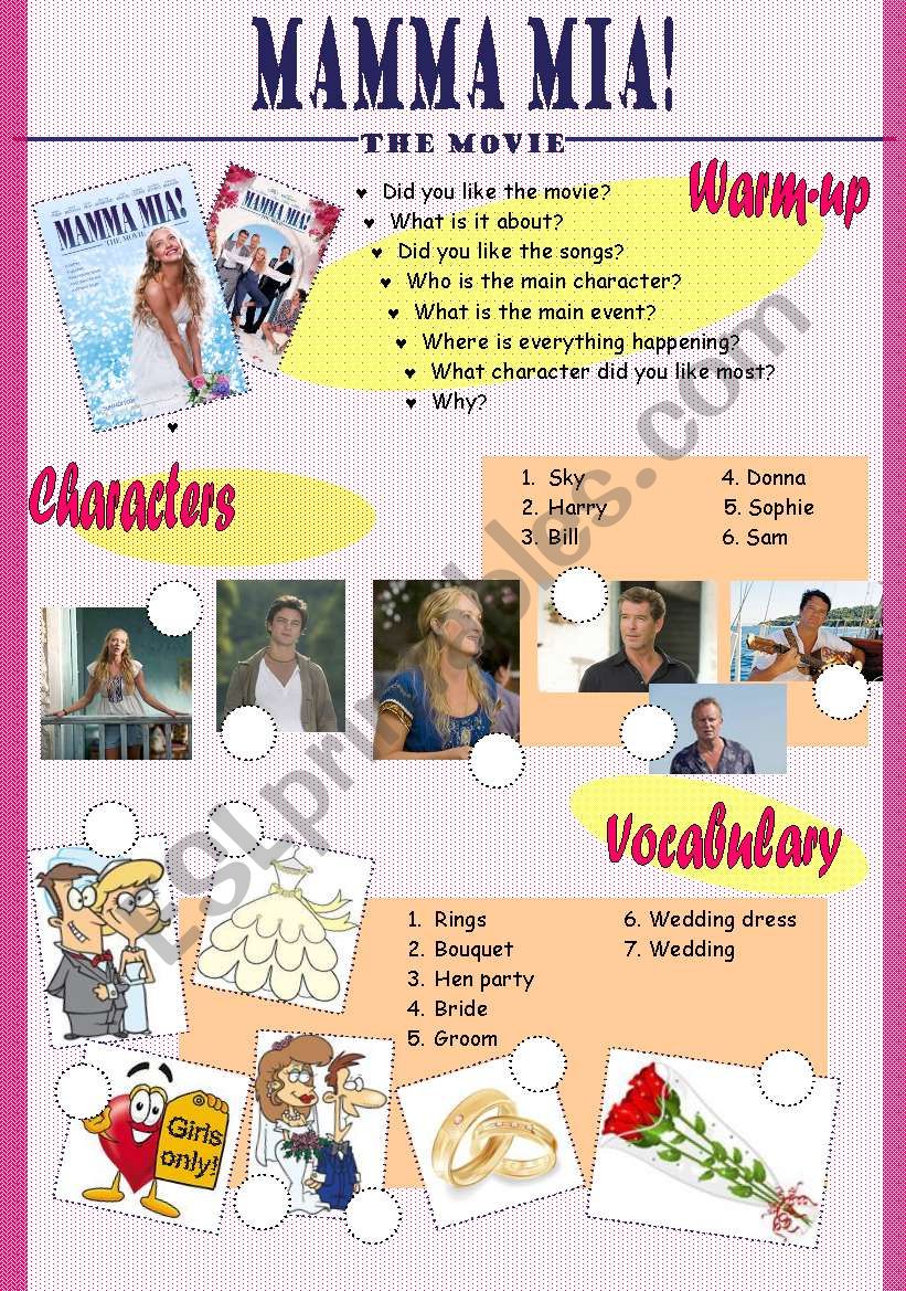 Mamma mia-movie activity worksheet