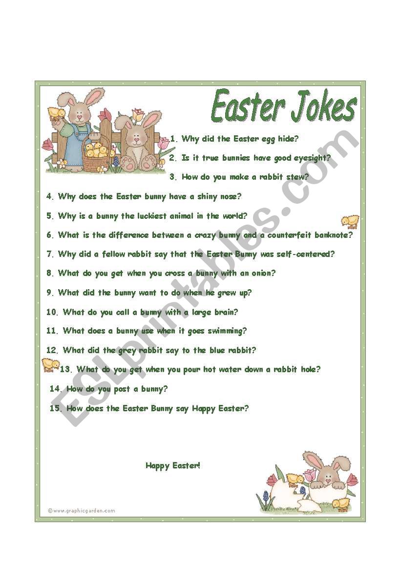 Easter jokes worksheet