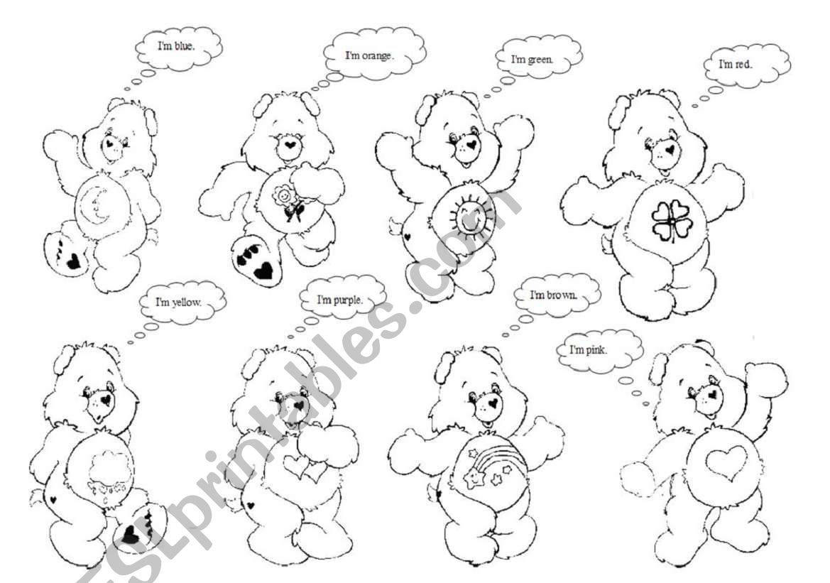 The Care Bears and Colours worksheet