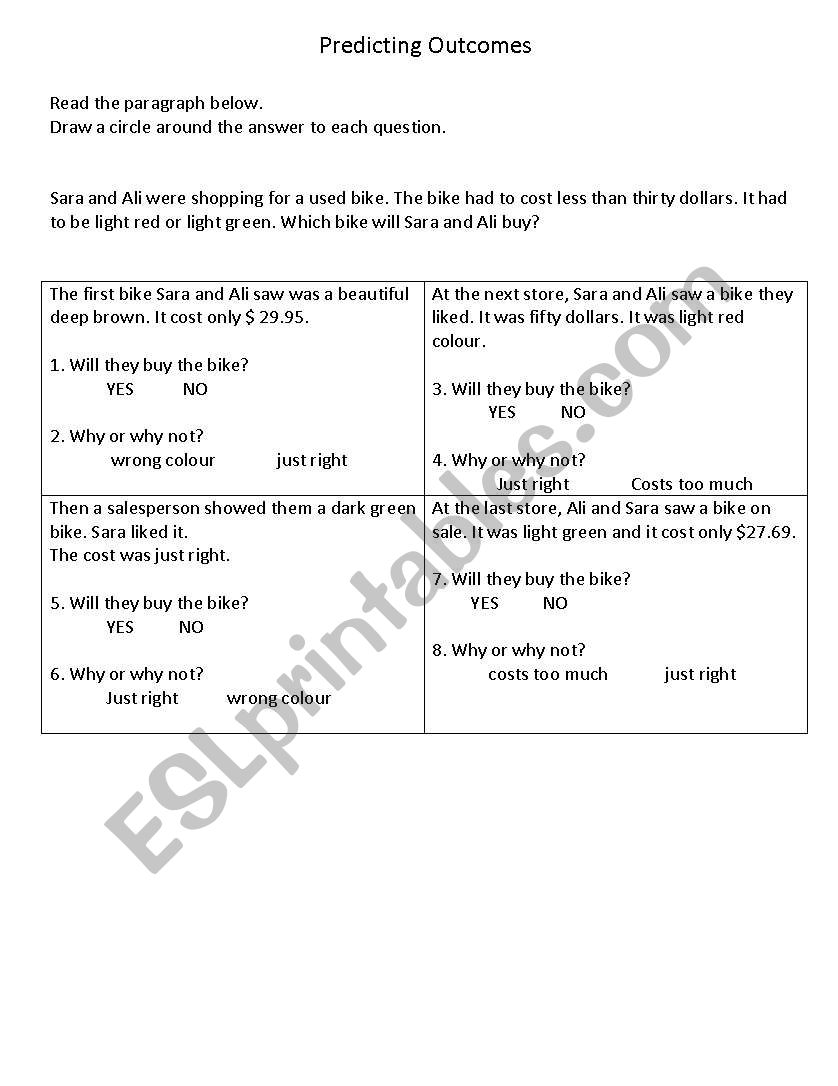 Reading-comprehension sklls worksheet