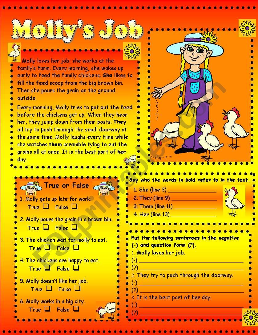 MollyÂ´s Job worksheet
