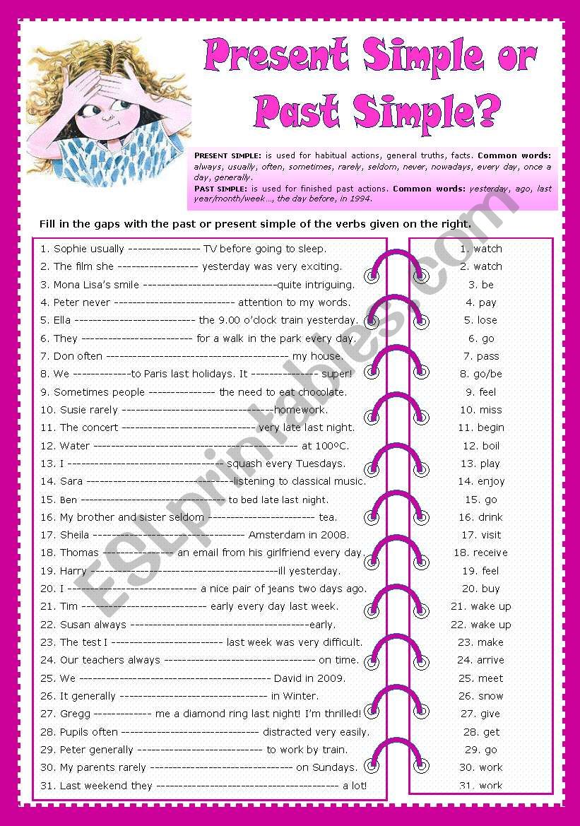 Present Simple or Past Simple worksheet