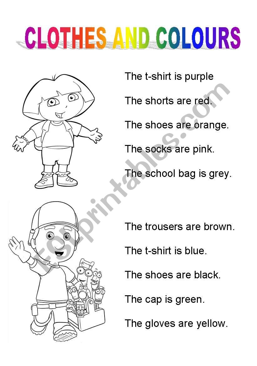 CLOTHES AND COLOURS worksheet