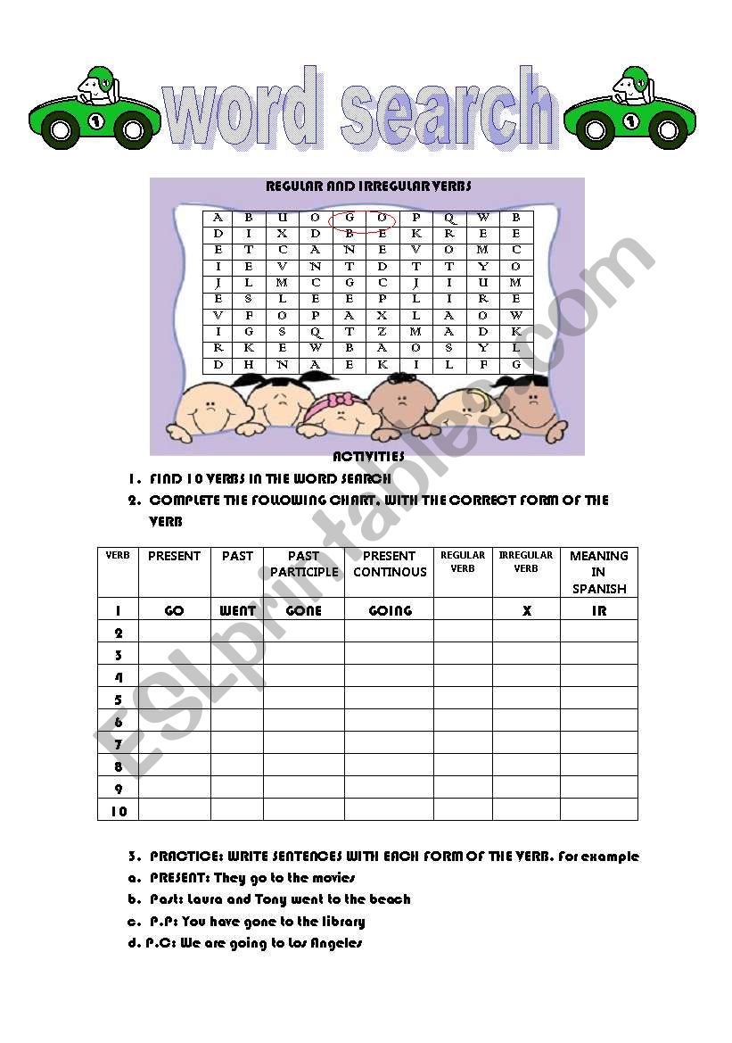 REGULAR AND IRREGULAR VERBS  worksheet