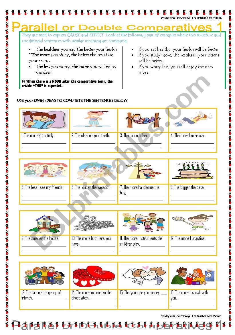 THE MORE, THE BETTER!! - Double OR Parallel Comparatives Practice 1