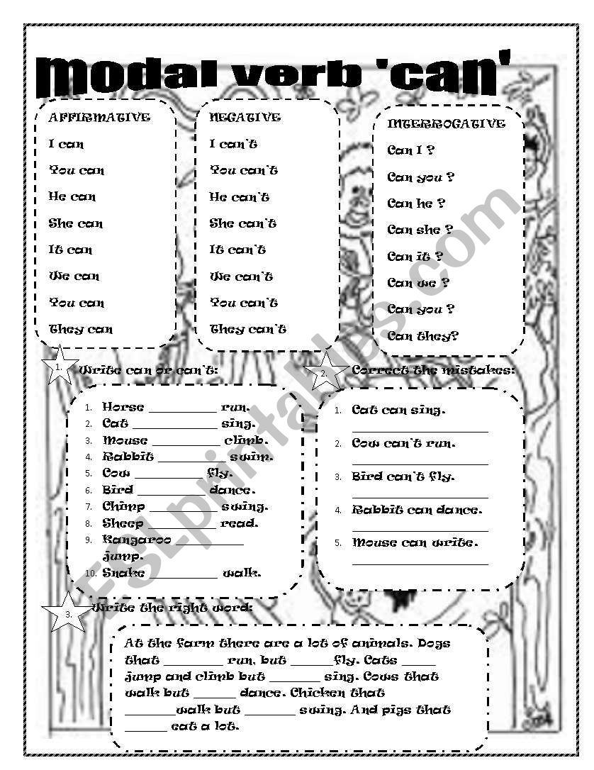 modal verb Â´canÂ´ worksheet
