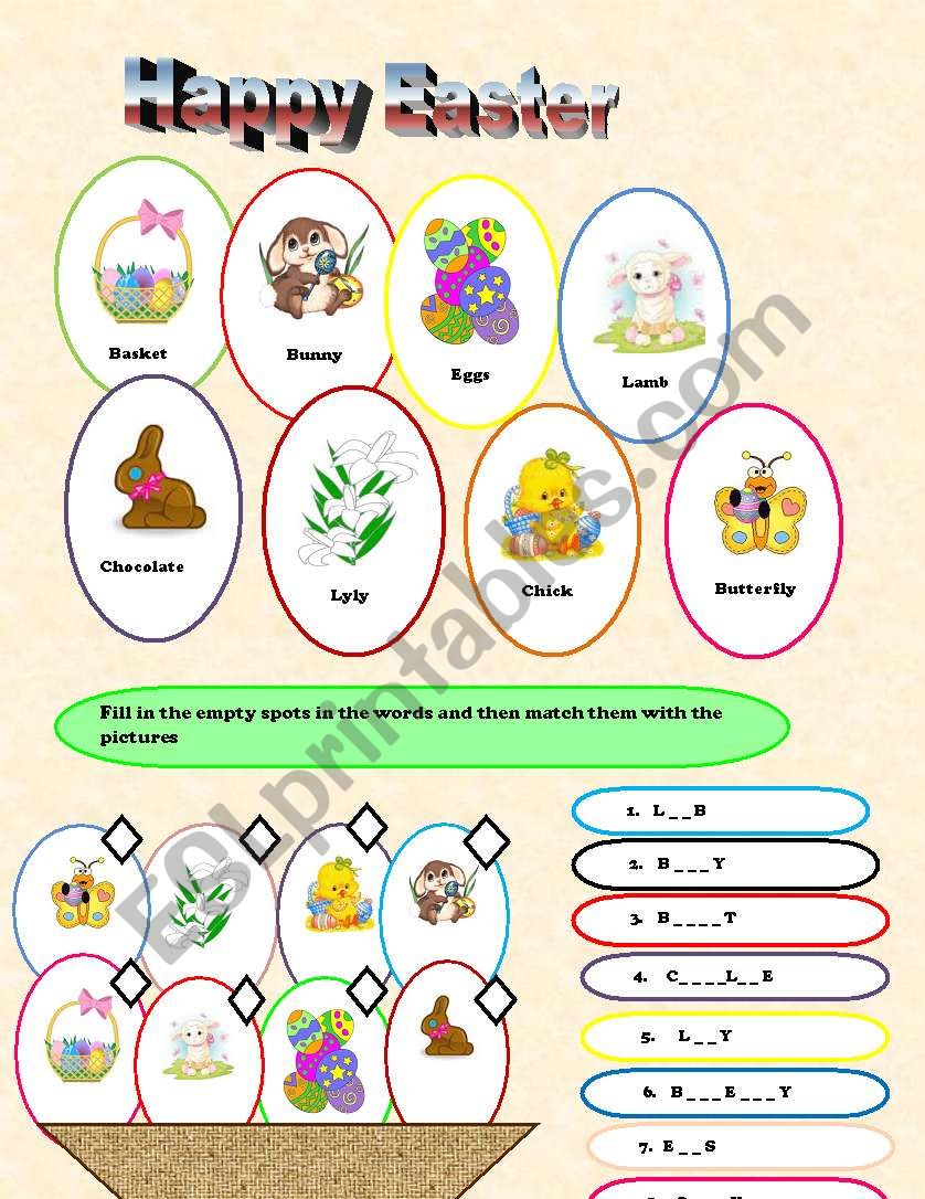 Easter 2 pages worksheet