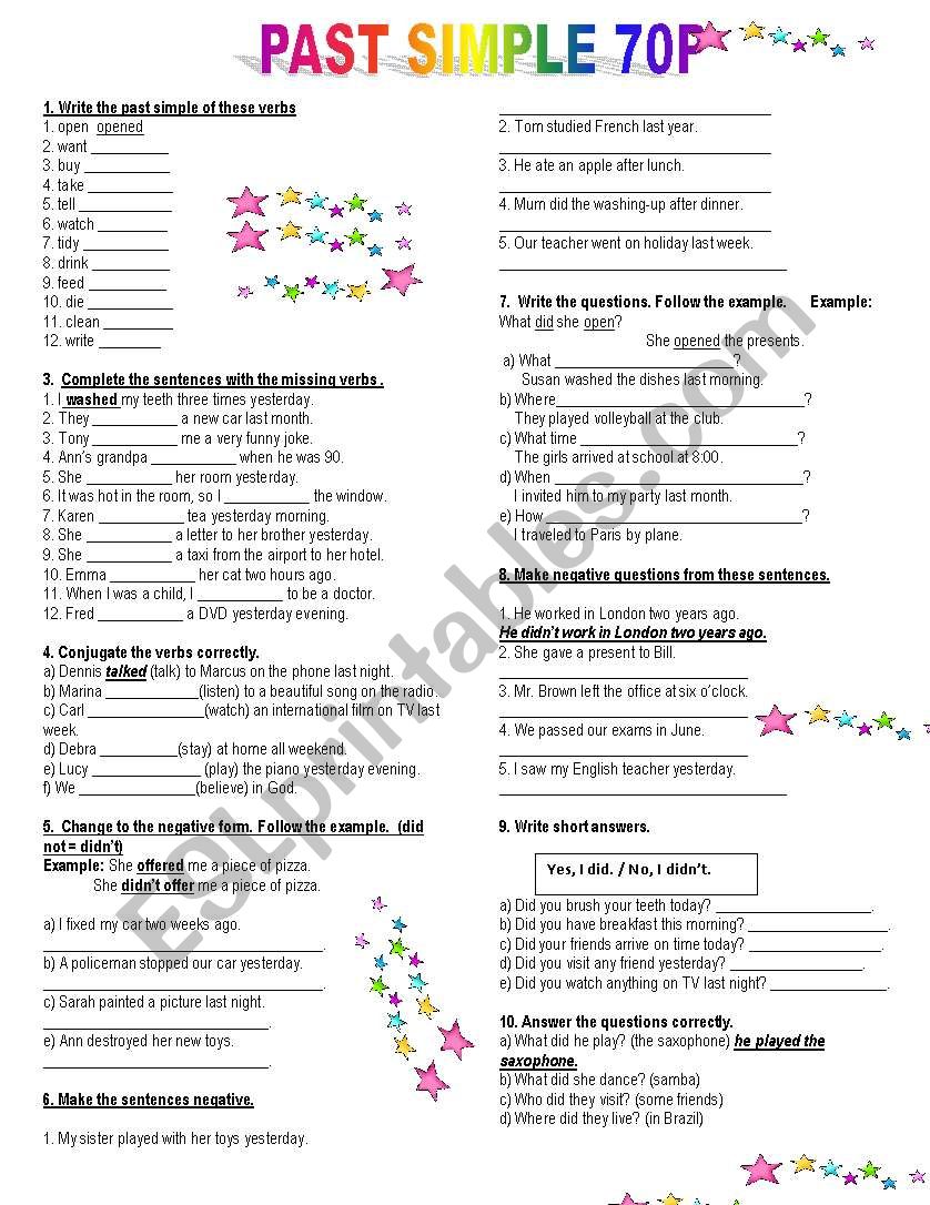 past simple worksheet