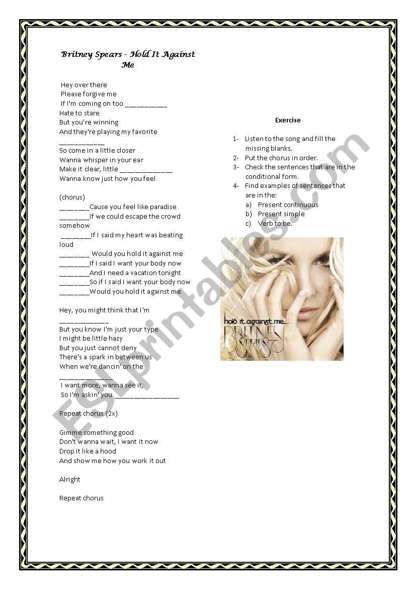 Conditionals with Britney Spears in Hold it against me