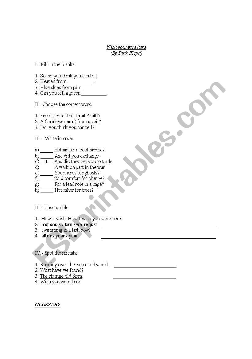 Listening  worksheet