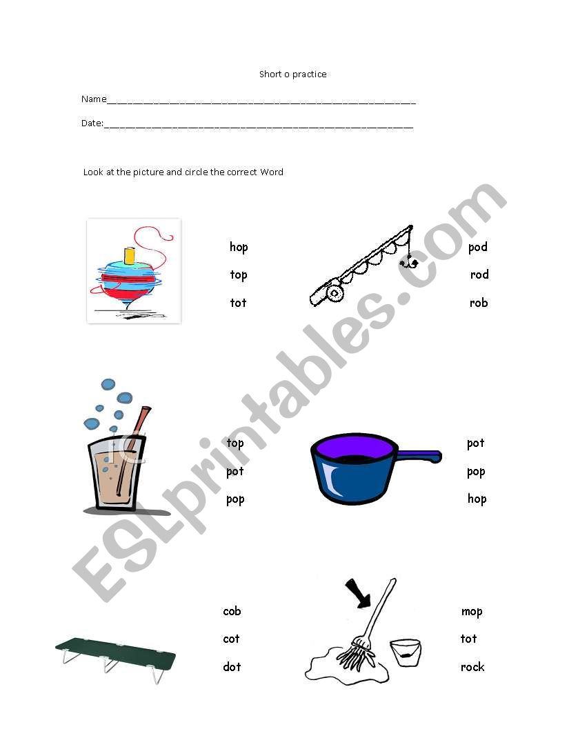 short o preactice worksheet