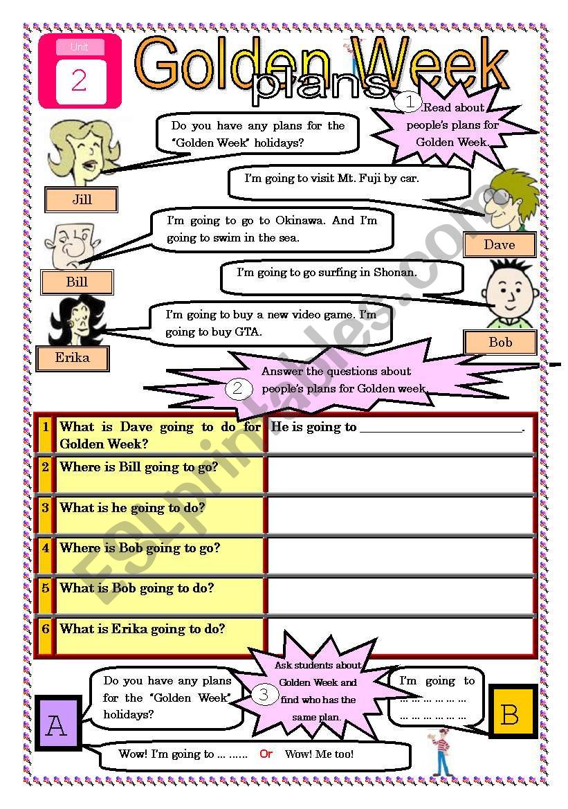 Golden Week plans worksheet