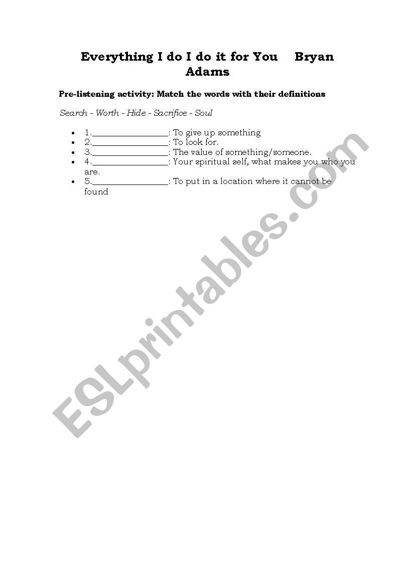 Song worksheet