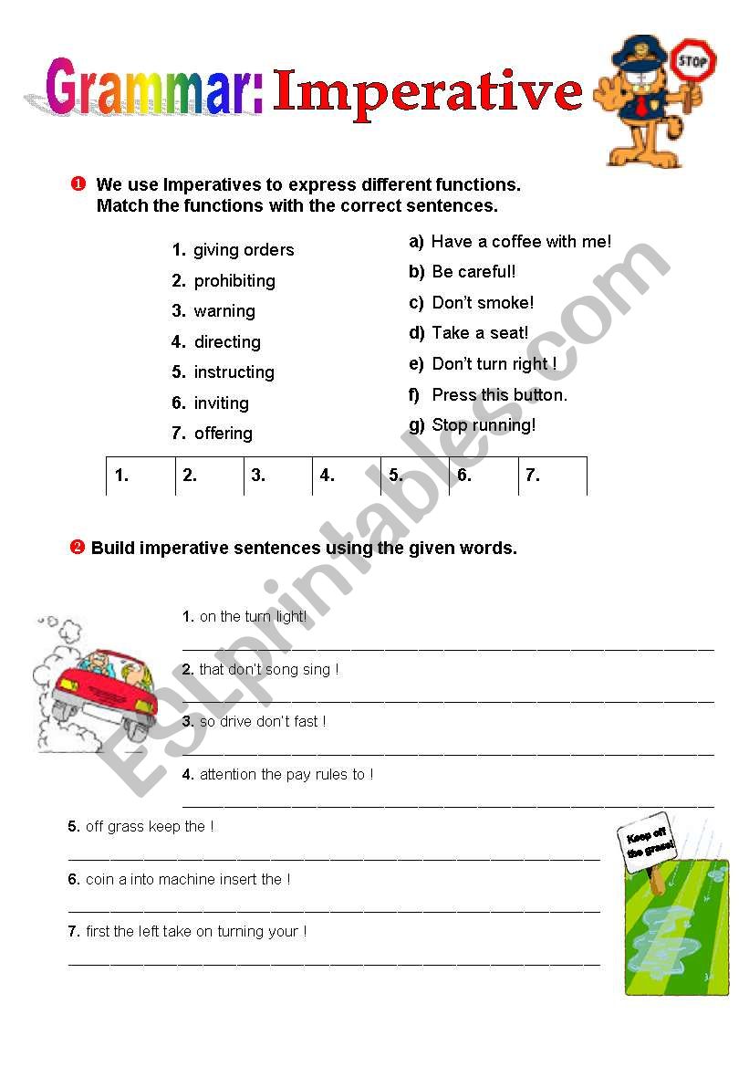 Imperative Sentences Exercises The Imperative Elementary Worksheet