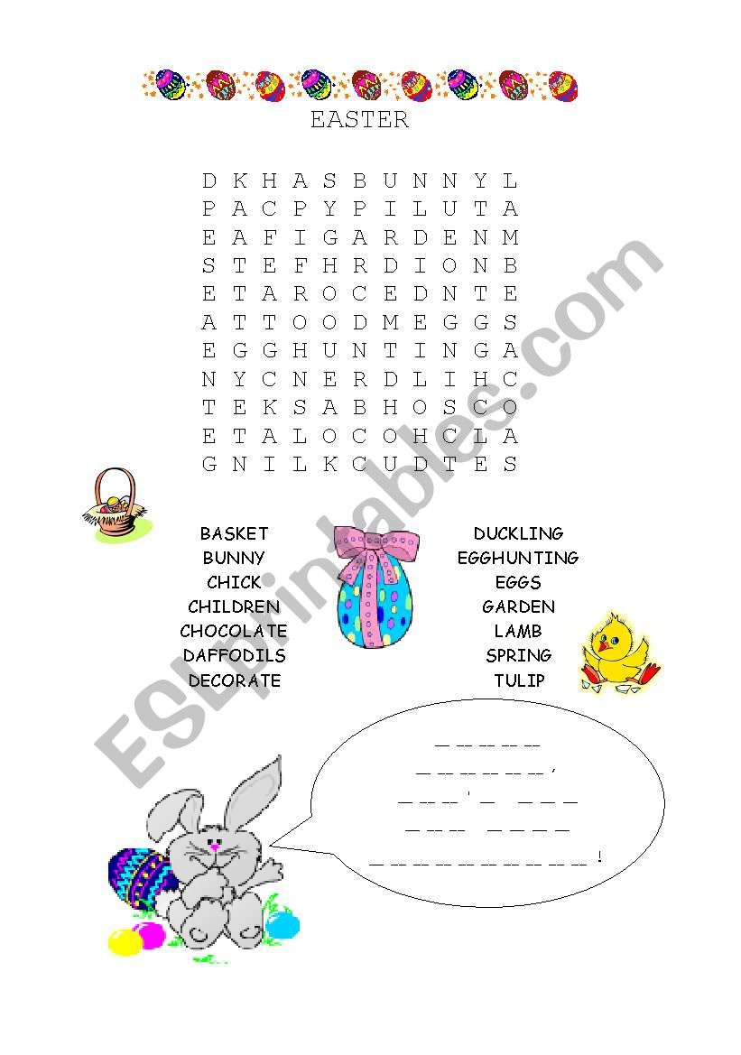 Easter Word search with hidden message