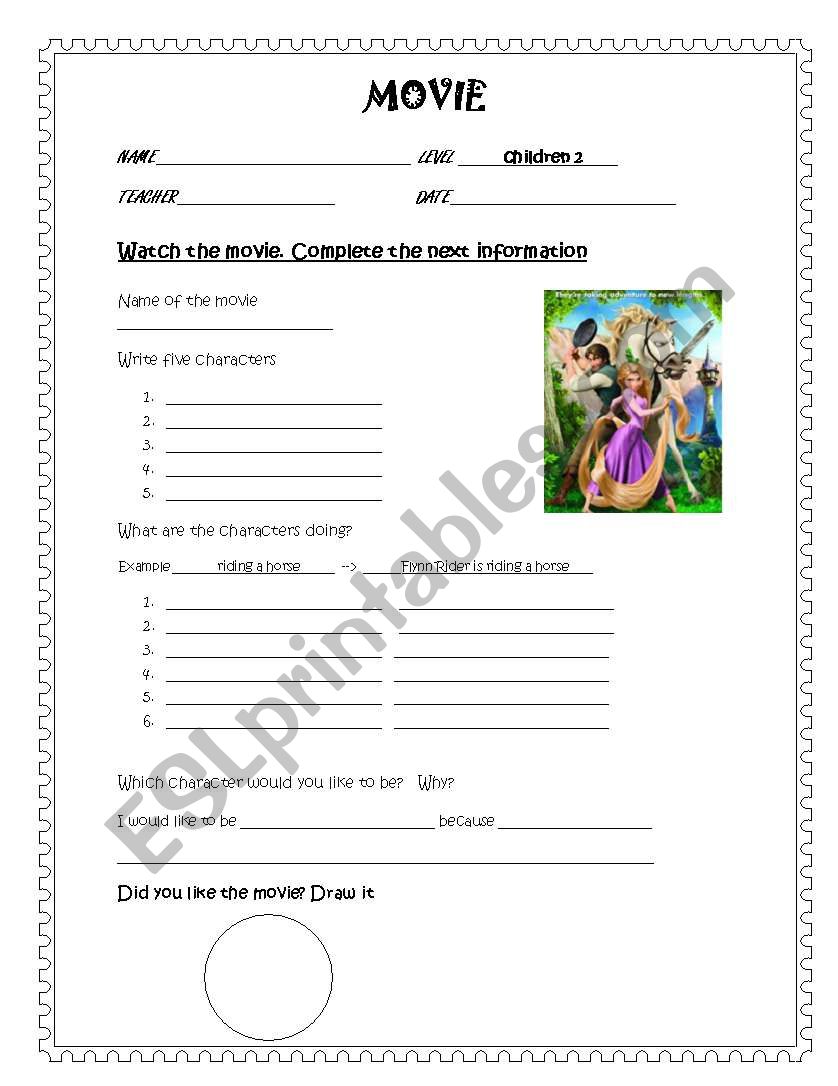 Tangled movie worksheet worksheet