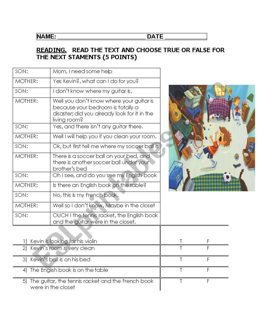 Furniture exercises worksheet