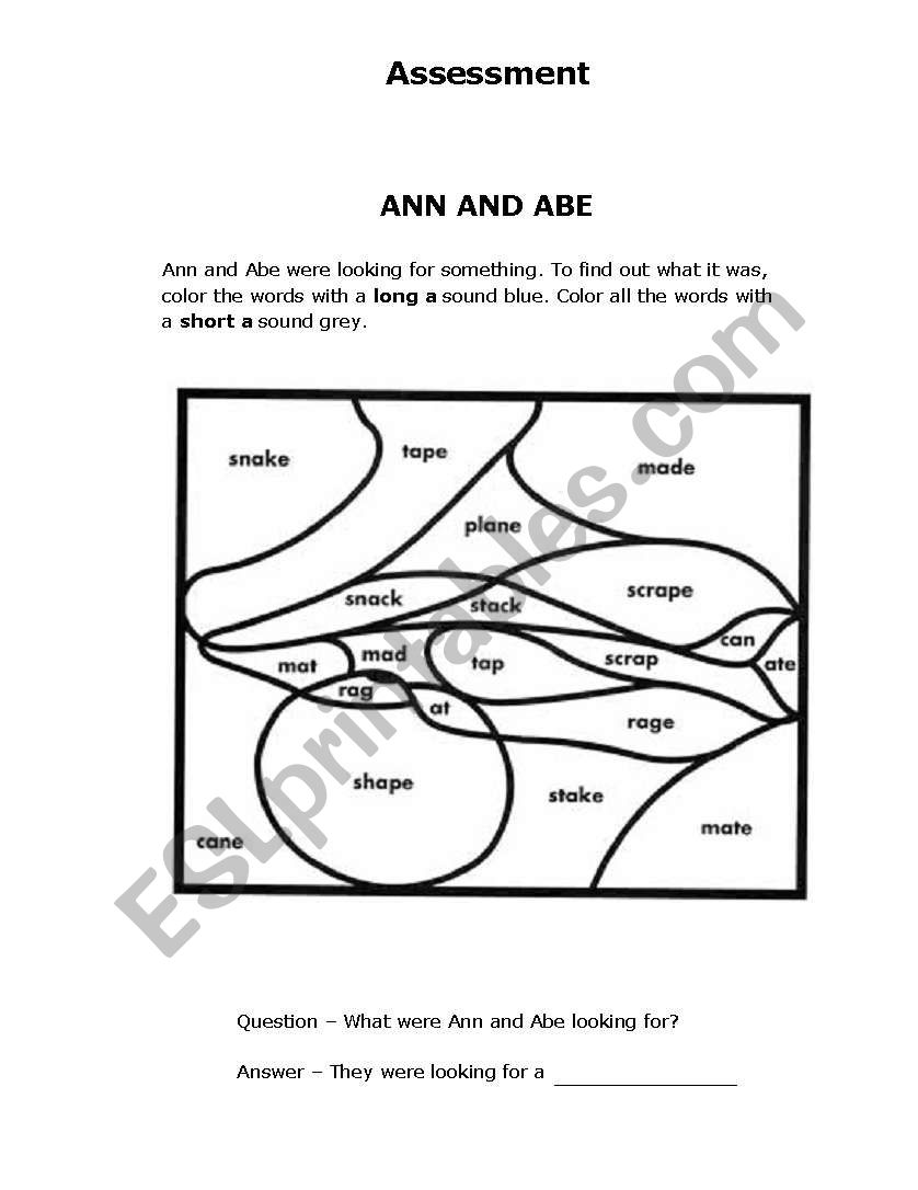 Long a sound worksheet