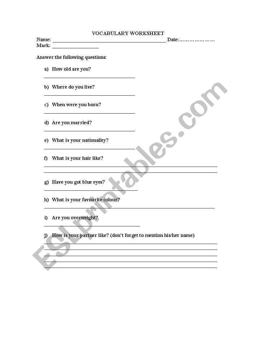 describing people worksheet