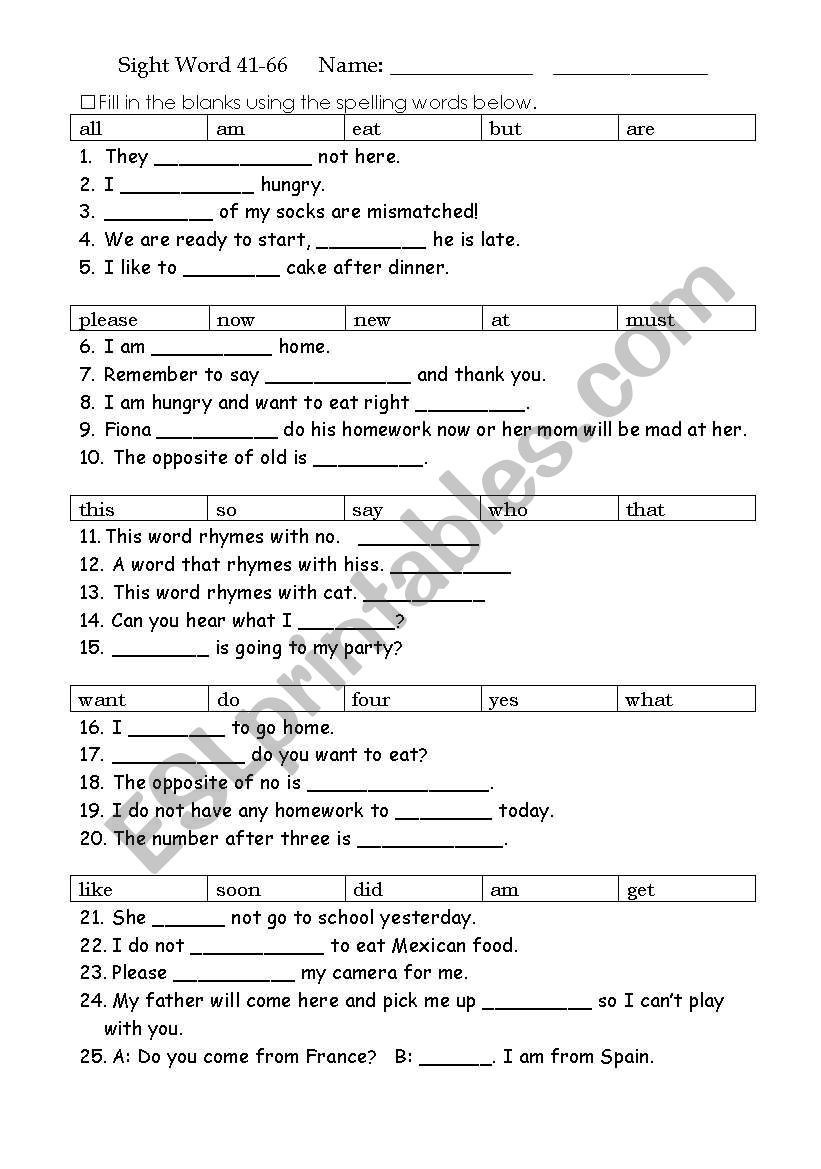 sight word exercise--clozz (41~66: all to yes)