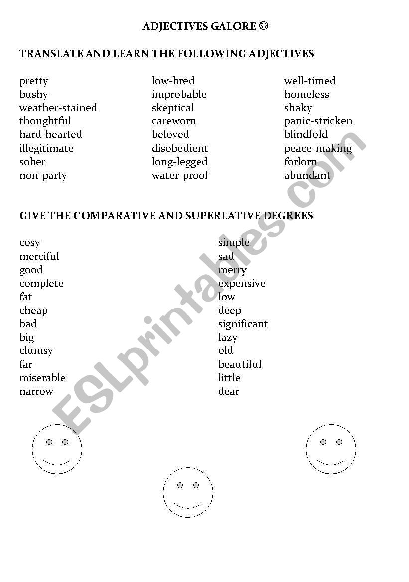 Adjectives Comparison worksheet