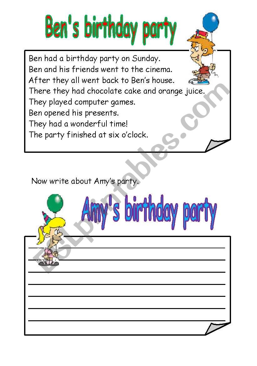 birthday party worksheet