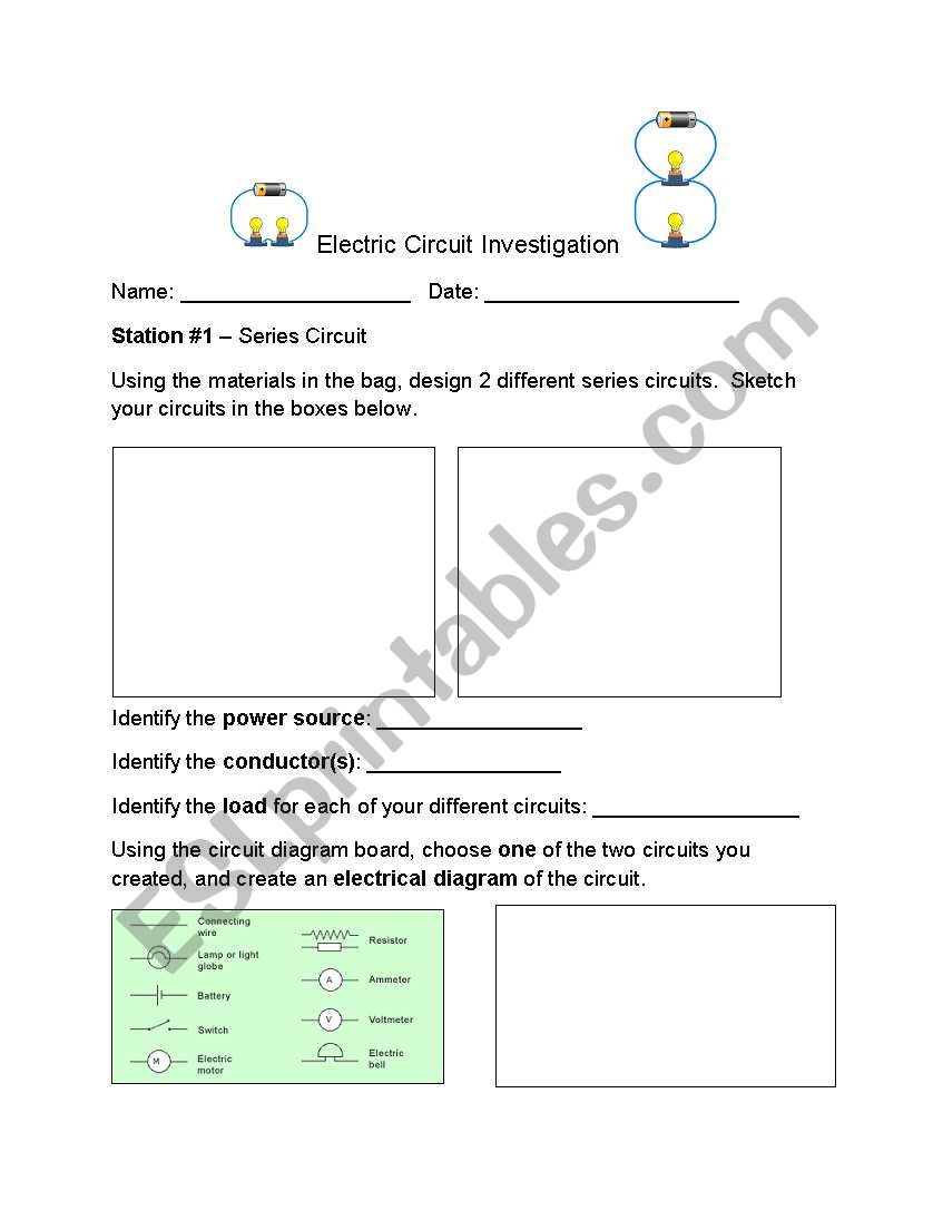 Electricity Investigation worksheet