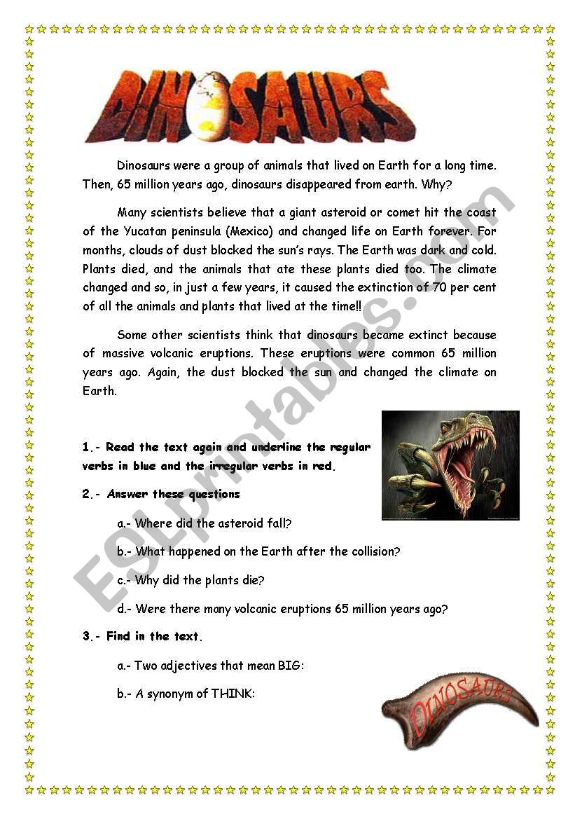 dinosaurs worksheet