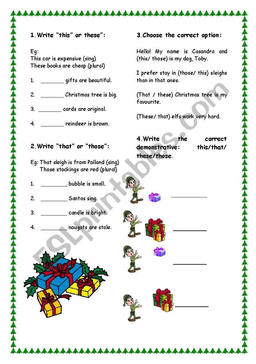 demonstratives worksheet