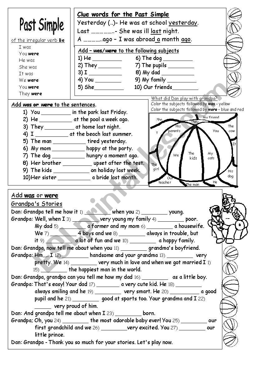 Past Simple WAS/WERE worksheet