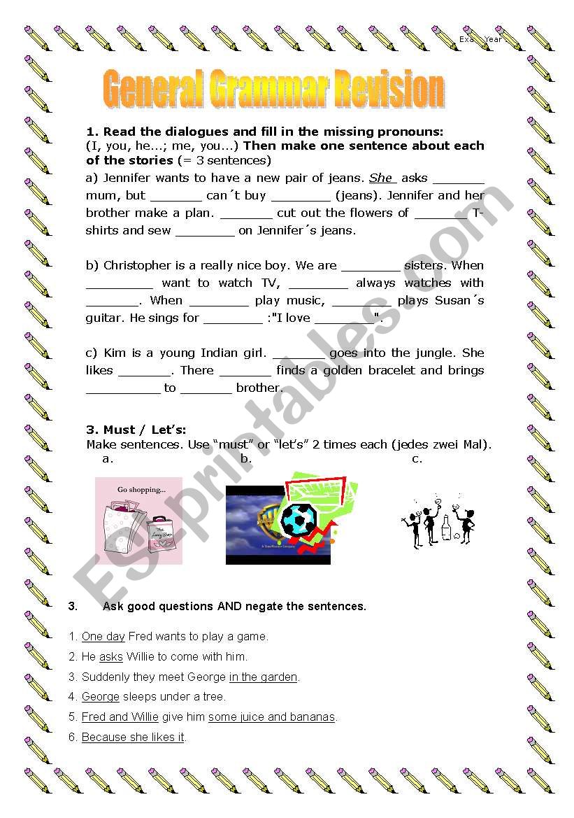 General grammar revision worksheet