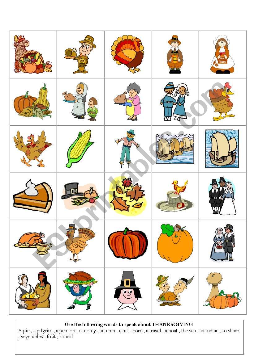 thanksgiving flashcards worksheet