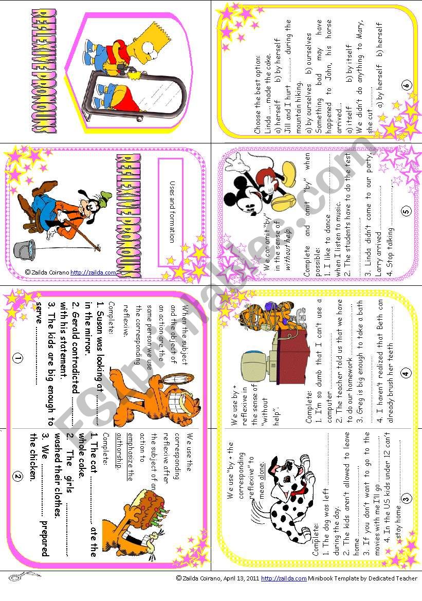 Minibook: Reflexive Pronouns â€“ grammar guide and exercises â€¢ 4 different uses of reflexives â€¢ editable