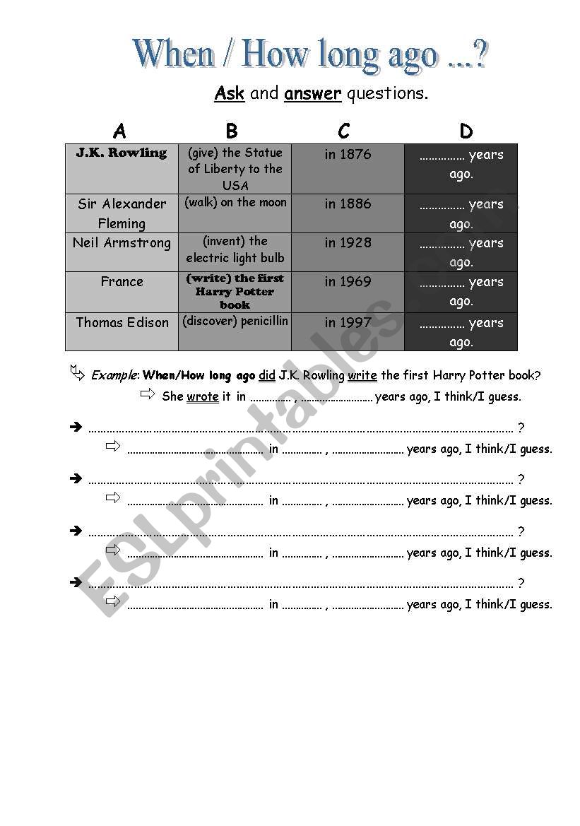 Asking and answering with the past simple 