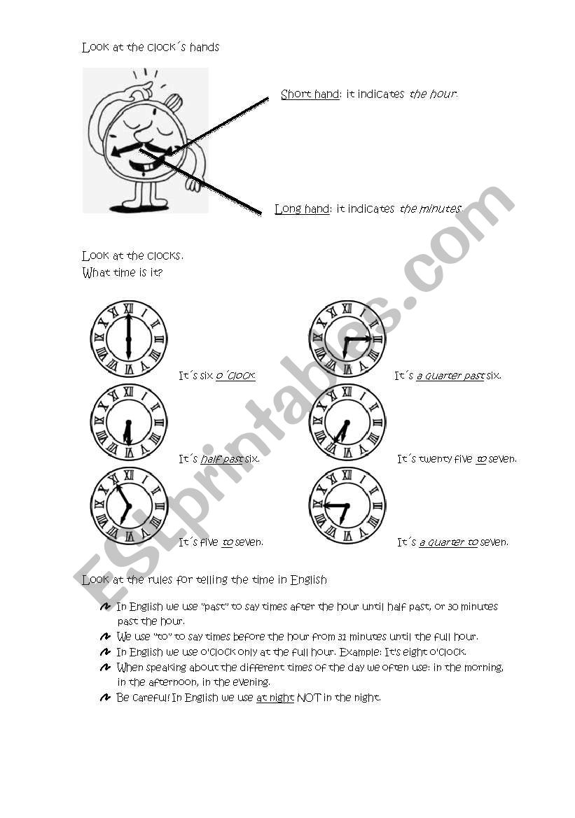 Telling the time worksheet