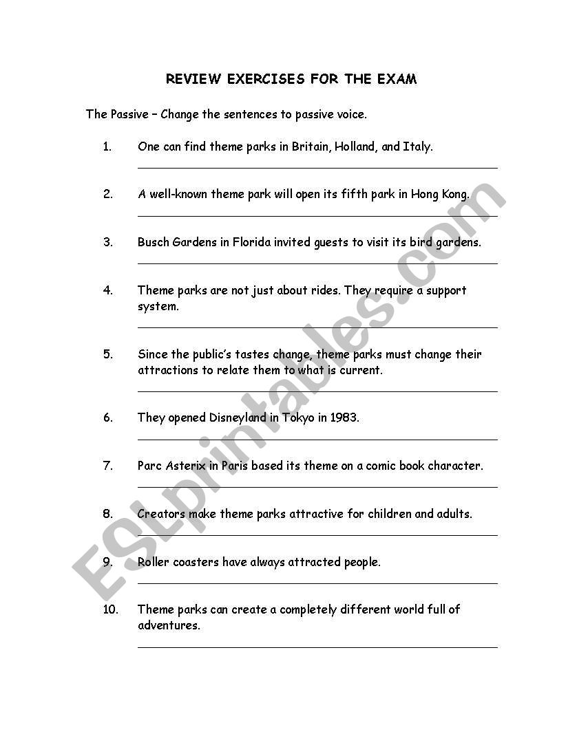 ACTIVE / PASSIVE WORKSHEET worksheet